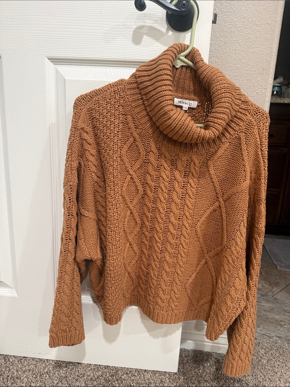 Miracle Rust Cable Knit Turtleneck Sweater